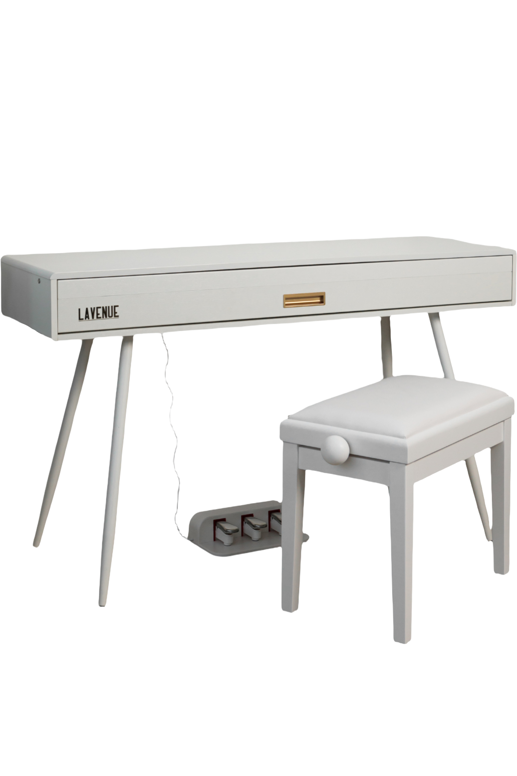белое пианино Cadenza Wood с банкеткой